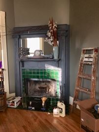 Wood 5' ladder, home decor, Ingraham Mantle clock