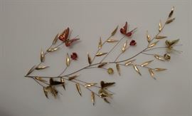 Metal art Branch with Leaves and Butterfly accents