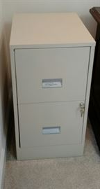 Cream colored Metal, two drawer locking file cabinet  ,