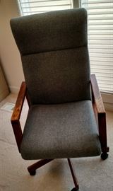 Upholstered Wood Desk Chair on castors