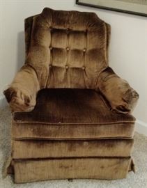 Bronze Velour Upholstered Rocker