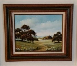 13" by 27" matted and framed landscape