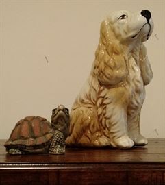 Cocker Spaniel  and Turtle figurines