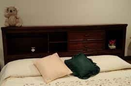 Lighted Headboard of Beautiful Distressed Wood King Sized Bed Pillow Top Mattress like new! 