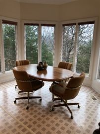 Brass Dinette with Wood Top and 4 chairs