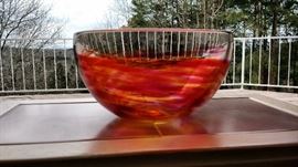 Side View of Red Glass Bowl 