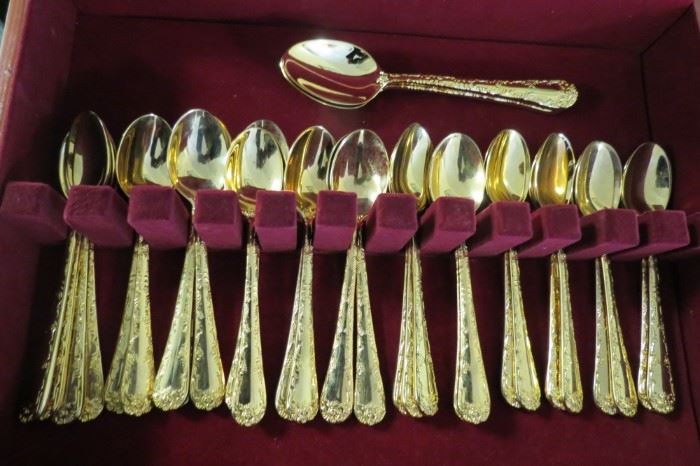 Roger bros., gold plated spoons.