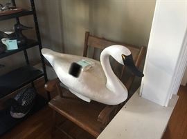 Capt. Harry Jobes cork swan with box on back to hold shells