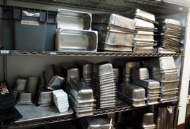 Stainless Steel Restaurant Pans Qty 100+, Inserts, Restaurant Bar Mats And Coffee Cups Approx Qty 40