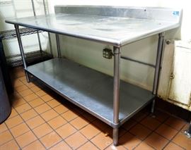 Tabco Stainless Steel Food Prep Table With Back Splash And Storage Shelf, 36" x 72" x 31"