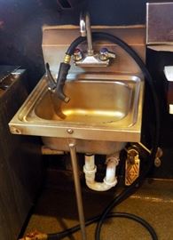 Stainless Steel Wall Mounted Hand Sink With Goose Neck Faucet, 16.5" x 16", Includes Paper Towel Dispenser