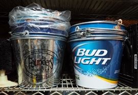 Aluminium Beer Buckets Assorted Brands And Sizes, New Pabst Blue Ribbon Beer Pitchers, Bar Relish Trays, Bar Service Mats, Shot Glasses And More