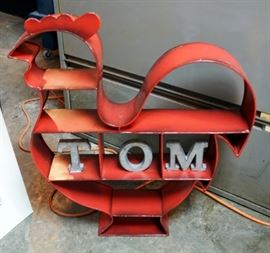 Personalized Decorative Metal Chicken Shelf And Aluminium "Tomfooleries" Sign