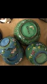 Antique Chinese cloisonné collection, bowls, small dishes - many purposes  - great wedding gifts!