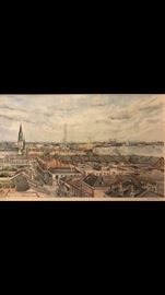 Ruth Robertson Fontenot, "View from the Royal Orleans", signed and numbered lithograph, beautifully custom framed