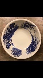 Large antique blue and white basin with IRIS detail - absolutely beautiful