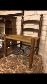 Antique rush bottom youth chair