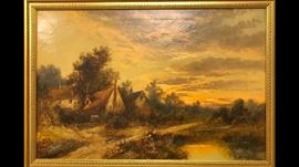 The second of an impressive pair of large antique oil on canvas paintings of the Scottish Highlands, painted by Montgomery Ansell, British, 19th century artist