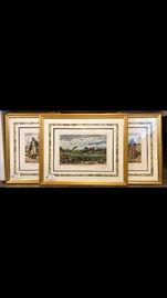 Philip Sage, American, born 1942,  limited edition hand colored etchings after William Aiken Walker, custom framed