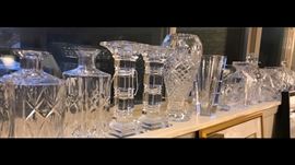 Cut crystal, lead crystal, traditional style, modern style.  We have many beautiful selections available.  Many Waterford "Lismore" pieces available.