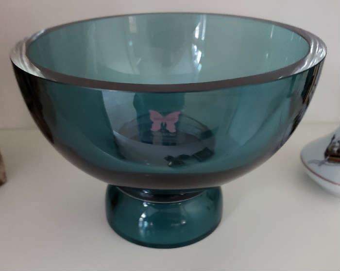 Marquis by Waterford Blue Crystal footed Pedestal Bowl
