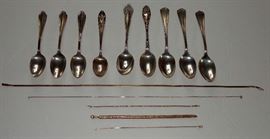 14 KT GOLD CHAINS & BRACELETS, STERLING SILVER SPOONS