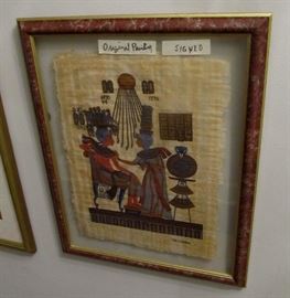 Egyptian Painting on papyrus signed