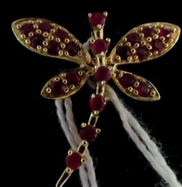 14K pin, plus rubies