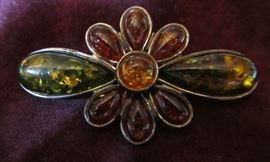 sterling amber pin 