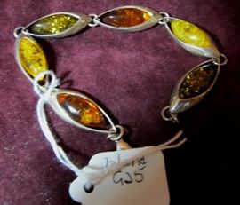 sterling amber bracelet