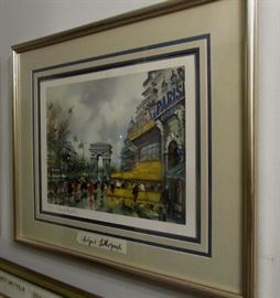 one of three Signed Parisian lithographs, well presented.