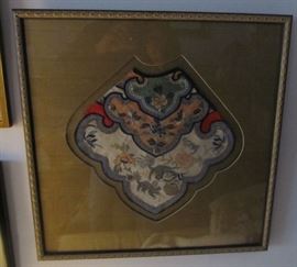  framed antique Chinese silk