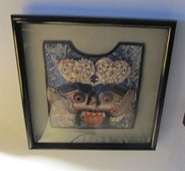 framed antique Chinese silk mixed media