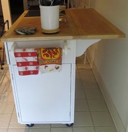 Wood kitchen island, with folding extension. 