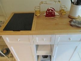 Wood kitchen island, with folding extension. 