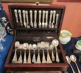 one of two silver plated flatware sets 