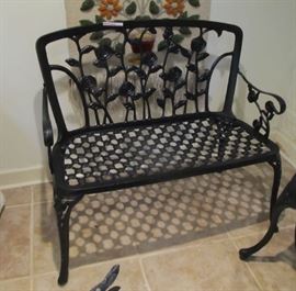cast aluminum patio bench 
