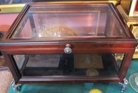 Beautiful table top display case with  metal elephant mounts