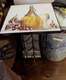 tile top metal wine rack
