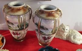 early 20th. c. Japanese hand painted vases