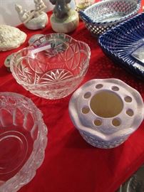 left Lalique inspired heavy molded  bowl 