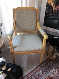  pair of 20th. c. Louis XIV style gilt wood fauteuils 