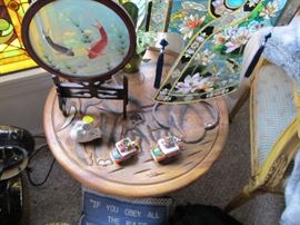 Carved wood circular elephant table