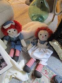 20th. c. Raggedy Ann and Andy cloth dolls
