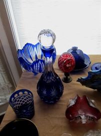 Bohemian style cobalt decanter 