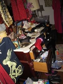 Part of the Huge Collection of ladies famous designer label clothes, St. John, Chico, Neiman Marcus, Saks etc. , purses, shoes, lingerie, etc. only part of it photographed. 