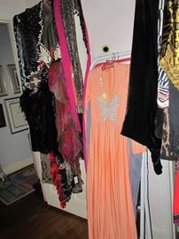 Part of the Huge Collection of ladies famous designer label clothes, St. John, Chico, Neiman Marcus, Saks etc. , purses, shoes, lingerie, etc. only part of it photographed. 