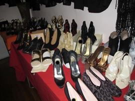 Part of the Huge Collection of ladies famous designer label clothes, St. John, Chico, Neiman Marcus, Saks etc. , purses, shoes, lingerie, etc. only part of it photographed. 