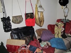 Part of the Huge Collection of ladies famous designer label clothes, St. John, Chico, Neiman Marcus, Saks etc. , purses, shoes, lingerie, etc. only part of it photographed. 