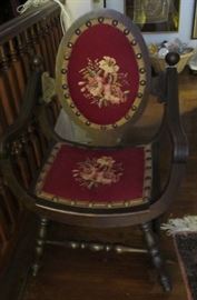20th. c. needlepoint Savonarola type chair